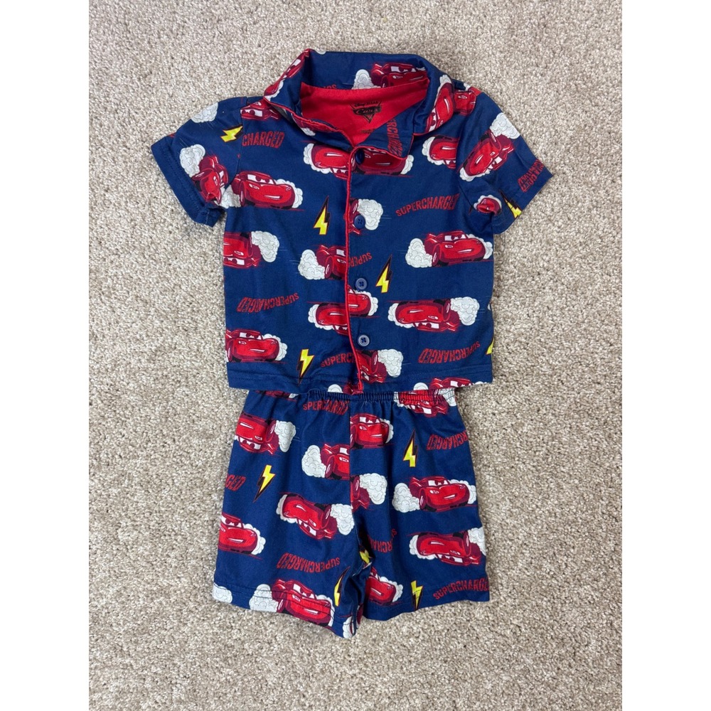 Disney Pixar Cars Lightning McQueen Pajama Set Navy Blue 2pc 12M